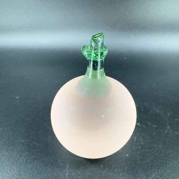 Vintage Glass Apple Fruit Figurine Paperweight Frosted With Green Leaf Top VTG - Picture 13 of 13